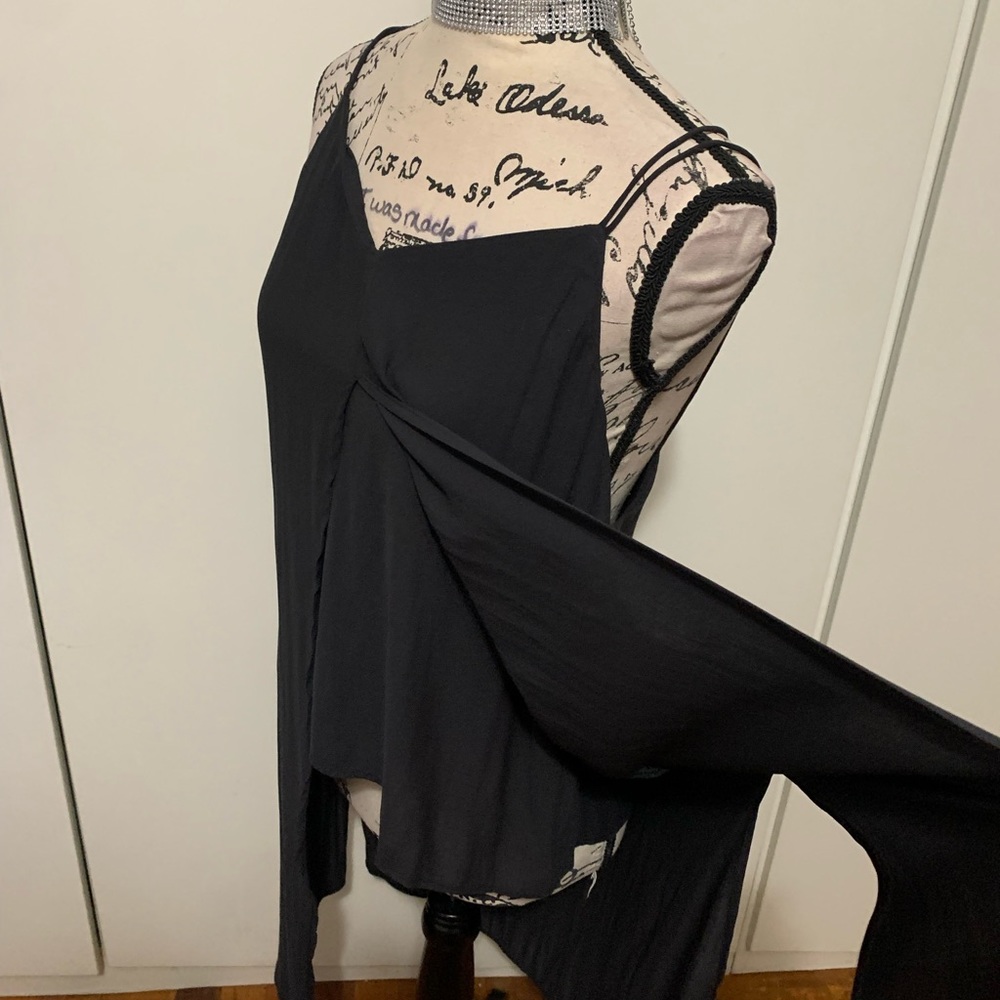 Vintage Dex strappy Top.  Has a pleated front and long layered cape back.